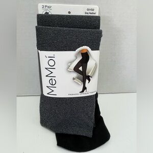 MeMoi Heather Gray Control Top Fashion Opaque Tights, Size Q1/Q2, NIP